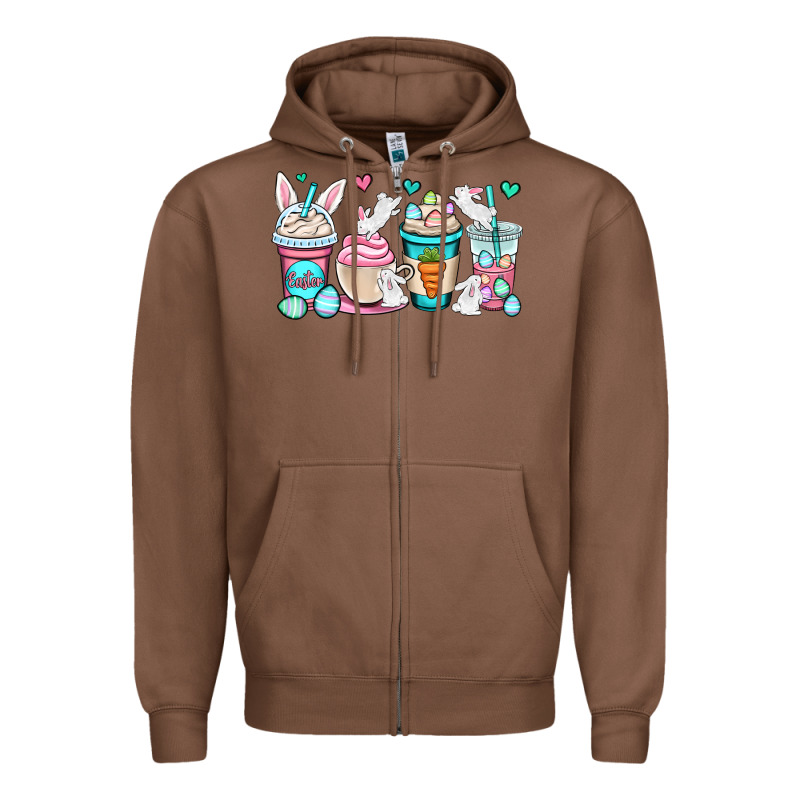 Easter Bunnies Coffee Cups Zipper Hoodie by OliviaCreatesArt | Teevron