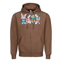 Chestnut Easter bunnies coffee cups Zipper Hoodie - OliviaCreatesArt