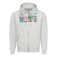 Dove Grey Easter bunnies coffee cups Zipper Hoodie - OliviaCreatesArt