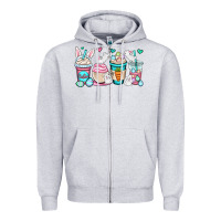 Heather Grey Easter bunnies coffee cups Zipper Hoodie - OliviaCreatesArt