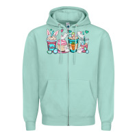 Seafoam Easter bunnies coffee cups Zipper Hoodie - OliviaCreatesArt