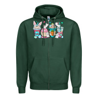 Sports Green Easter bunnies coffee cups Zipper Hoodie - OliviaCreatesArt