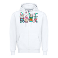 White Easter bunnies coffee cups Zipper Hoodie - OliviaCreatesArt