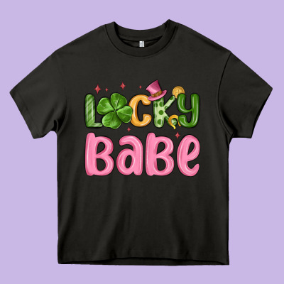 Lucky Babe St Patrick S Day Heavy Core Tee Designed By Maliassmallbusiness