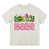 Cream lucky babe st patrick s day Heavy Core Tee - MaliasSmallBusiness