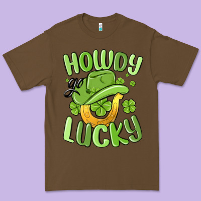 Howdy Go Lucky St Patrics Day Premium Tee Designed By Maliassmallbusiness