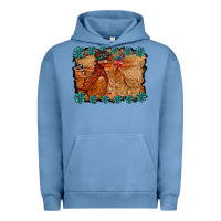 Pigment Pebble Blue chicken western Urban Hoodie - RacoonDesign