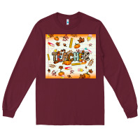 Burgundy teacher fall Long Sleeve Tee - NancyCooperArtShop