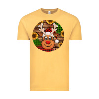 Vintage Mustard cute reindeer head Christmas Vintage Tee - Jasminsmagicworld