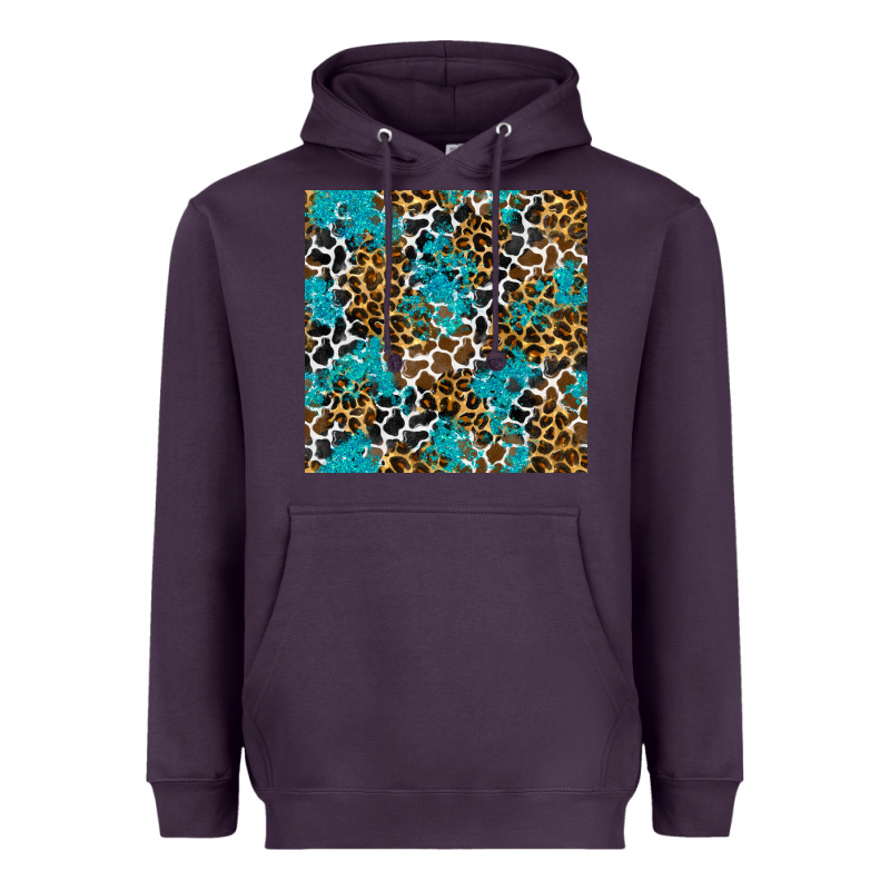 Turquoise Glitter Cowhide Leopard Seamless Pattern Heavyweight Hoodie by BundleAndBundleShop | Teevron