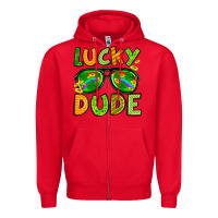 Red St. Patrick's Lucky dude Zipper Hoodie - OliviaCreatesArt