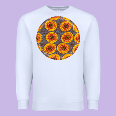 African Fabric Pattern Round Earrings 4 Premium Sweatshirt Designed By Bundleandbundleshop