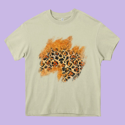 Leopard Glitter Patch Heavy Core Tee Designed By Adodesignshop