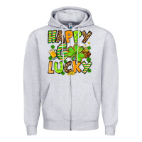 Heather Grey St. Patrick's Happy go lucky Zipper Hoodie - OliviaCreatesArt