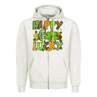 Oatmeal Heather St. Patrick's Happy go lucky Zipper Hoodie - OliviaCreatesArt