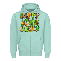 Seafoam St. Patrick's Happy go lucky Zipper Hoodie - OliviaCreatesArt