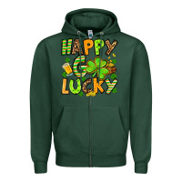 Sports Green St. Patrick's Happy go lucky Zipper Hoodie - OliviaCreatesArt