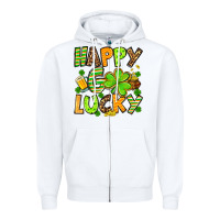 White St. Patrick's Happy go lucky Zipper Hoodie - OliviaCreatesArt