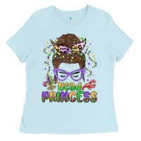 Baby Blue bead princess messy bun mardi gras Ladies Tee - MaliasSmallBusiness