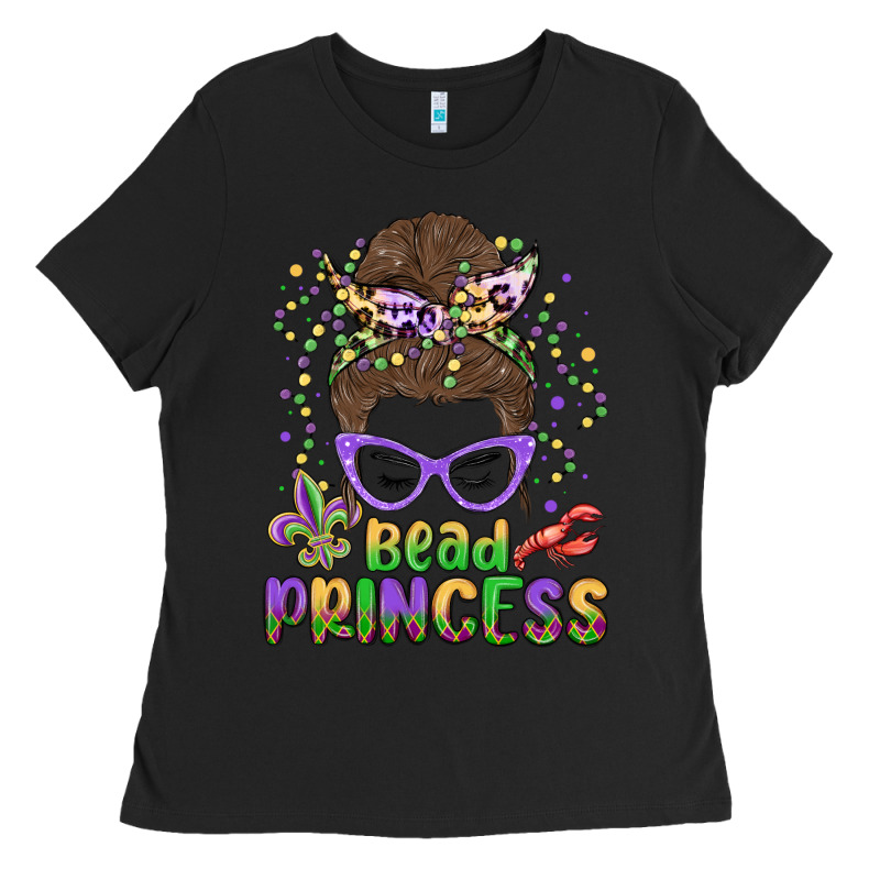 Bead Princess Messy Bun Mardi Gras Ladies Tee by MaliasSmallBusiness | Teevron