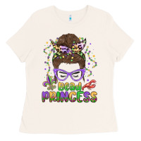 Bone bead princess messy bun mardi gras Ladies Tee - MaliasSmallBusiness