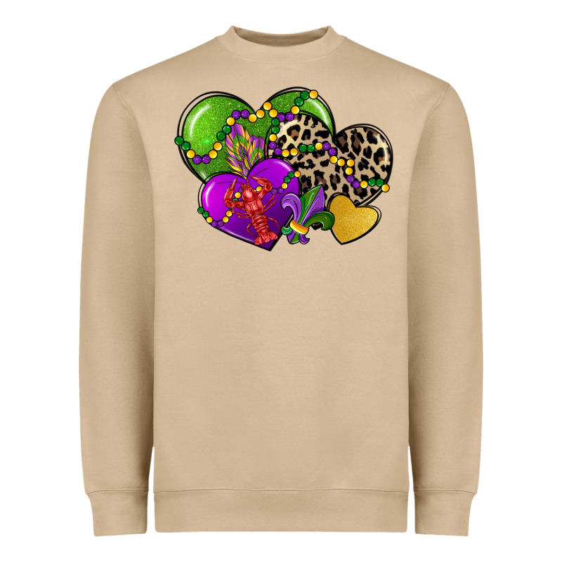 Mardi Gras Hearts Cg (1) Heavyweight Sweatshirt by CowGirlArtShop | Teevron