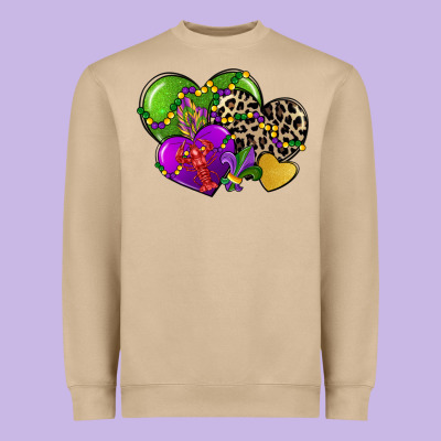 Mardi Gras Hearts Cg (1) Heavyweight Sweatshirt Designed By Cowgirlartshop