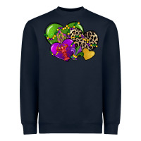 Navy mardi gras hearts cg (1) Heavyweight Sweatshirt - CowGirlArtShop