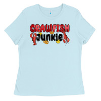 Baby Blue crawfish junkie Ladies Tee - MaliasSmallBusiness