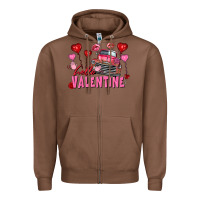 Chestnut Hello Valentine Valentine's Day truck Zipper Hoodie - FaDigitalArtStudio