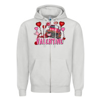 Dove Grey Hello Valentine Valentine's Day truck Zipper Hoodie - FaDigitalArtStudio