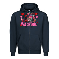 Navy Hello Valentine Valentine's Day truck Zipper Hoodie - FaDigitalArtStudio