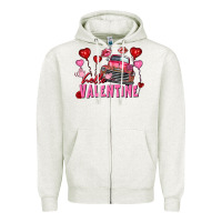 Oatmeal Heather Hello Valentine Valentine's Day truck Zipper Hoodie - FaDigitalArtStudio