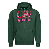 Sports Green Hello Valentine Valentine's Day truck Zipper Hoodie - FaDigitalArtStudio