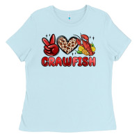 Baby Blue peace love crawfish Ladies Tee - MaliasSmallBusiness