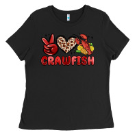 Black peace love crawfish Ladies Tee - MaliasSmallBusiness