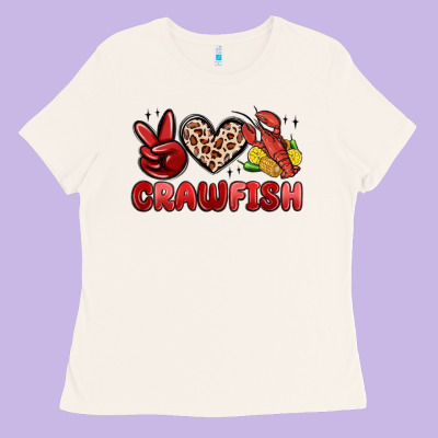Peace Love Crawfish Ladies Tee Designed By Maliassmallbusiness