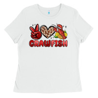 White peace love crawfish Ladies Tee - MaliasSmallBusiness