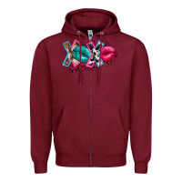 Burgundy Western xoxo Zipper Hoodie - FaDigitalArtStudio