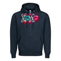 Navy Western xoxo Zipper Hoodie - FaDigitalArtStudio