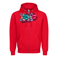 Red Western xoxo Zipper Hoodie - FaDigitalArtStudio