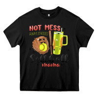 Black hot mess always stressed softball mama stanley cup Heavy Core Tee - MaliasSmallBusiness