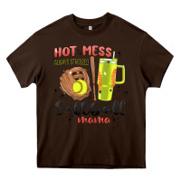 Chocolate Brown hot mess always stressed softball mama stanley cup Heavy Core Tee - MaliasSmallBusiness