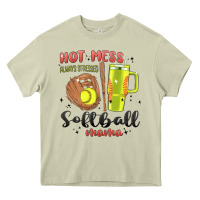 Mossy hot mess always stressed softball mama stanley cup Heavy Core Tee - MaliasSmallBusiness
