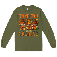 Army Green thankful for my gnomies Long Sleeve Tee - NancyCooperArtShop