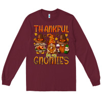 Burgundy thankful for my gnomies Long Sleeve Tee - NancyCooperArtShop