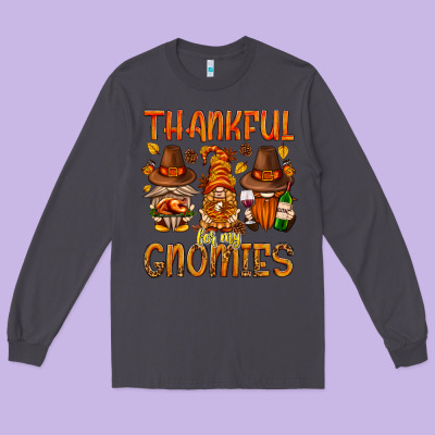 Thankful For My Gnomies Long Sleeve Tee Designed By Nancycooperartshop