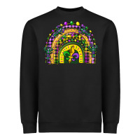 Black mardi gras rainbow and fleur de lis Heavyweight Sweatshirt - CowGirlArtShop