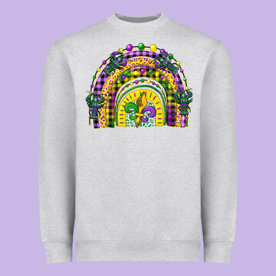 Mardi Gras Rainbow And Fleur De Lis Heavyweight Sweatshirt Designed By Cowgirlartshop