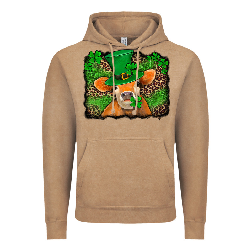 St Patricks Orange Cow With Leopard Background Vintage Hoodie by Jasminsmagicworld | Teevron